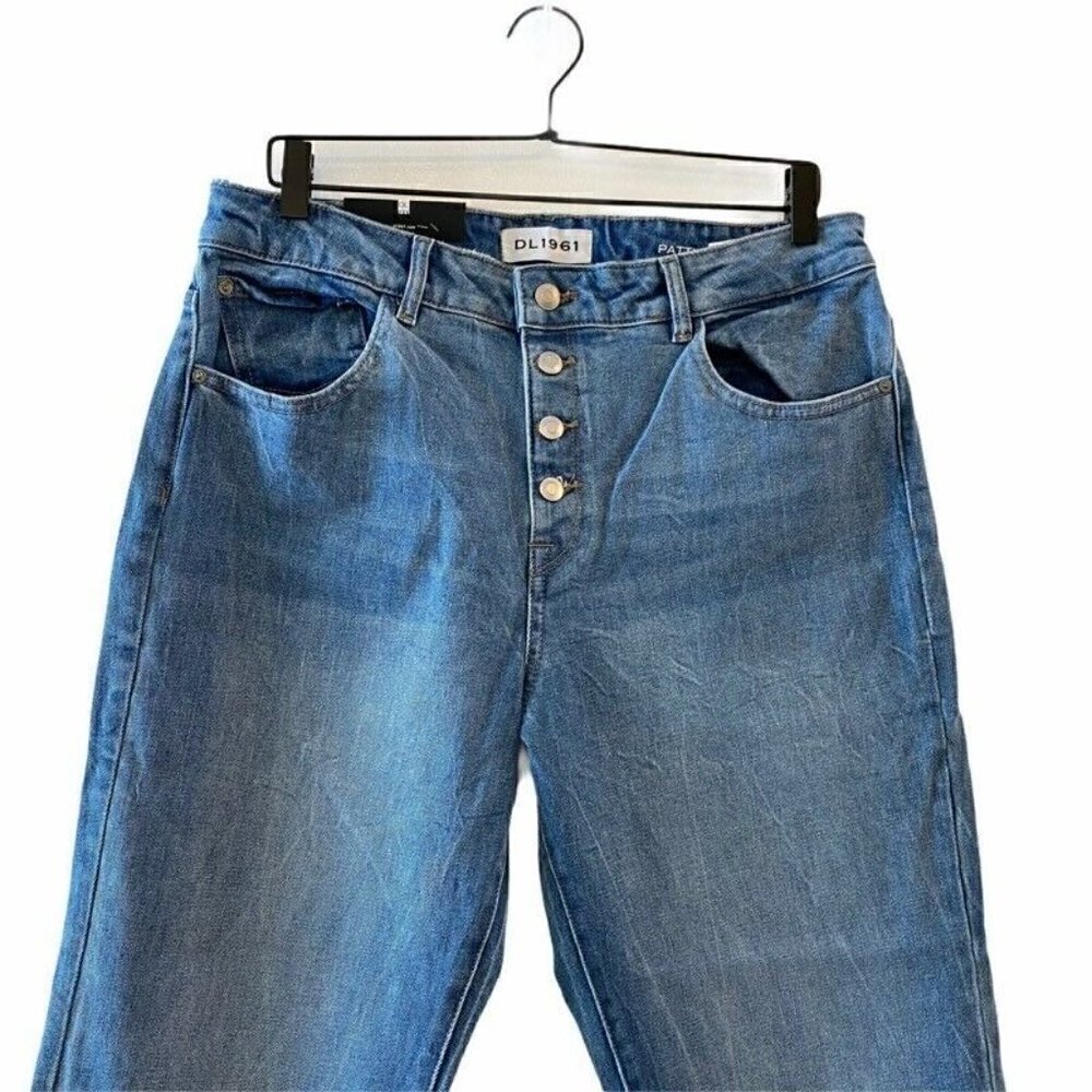 DL1961 Womens Patti Crop Straight Leg Jeans Blue Button Fly Stretch Denim 30 New - Picture 4 of 10